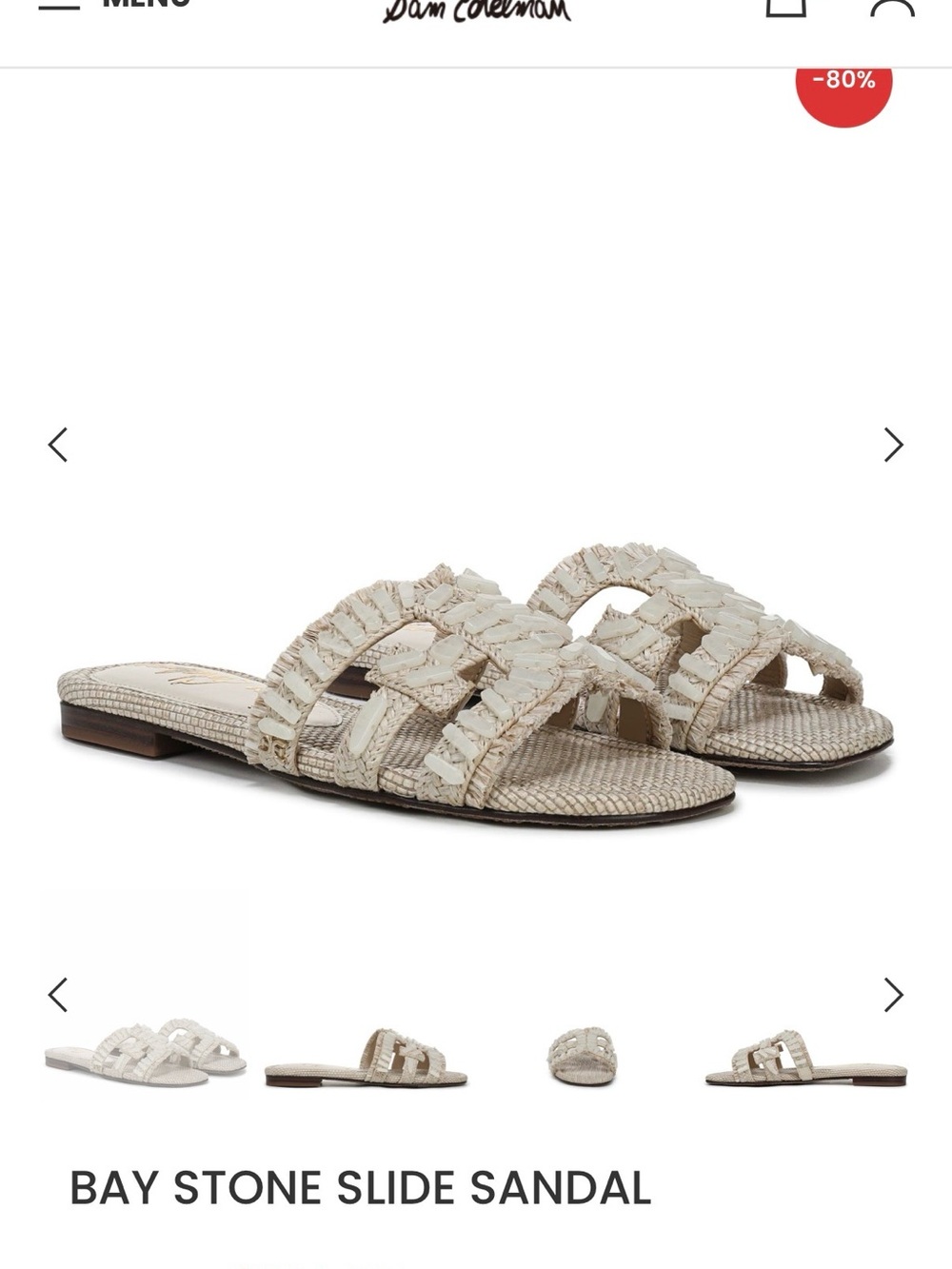 Sam Edelman Bay Stone Slide Sandal - Neutral Woven Leather